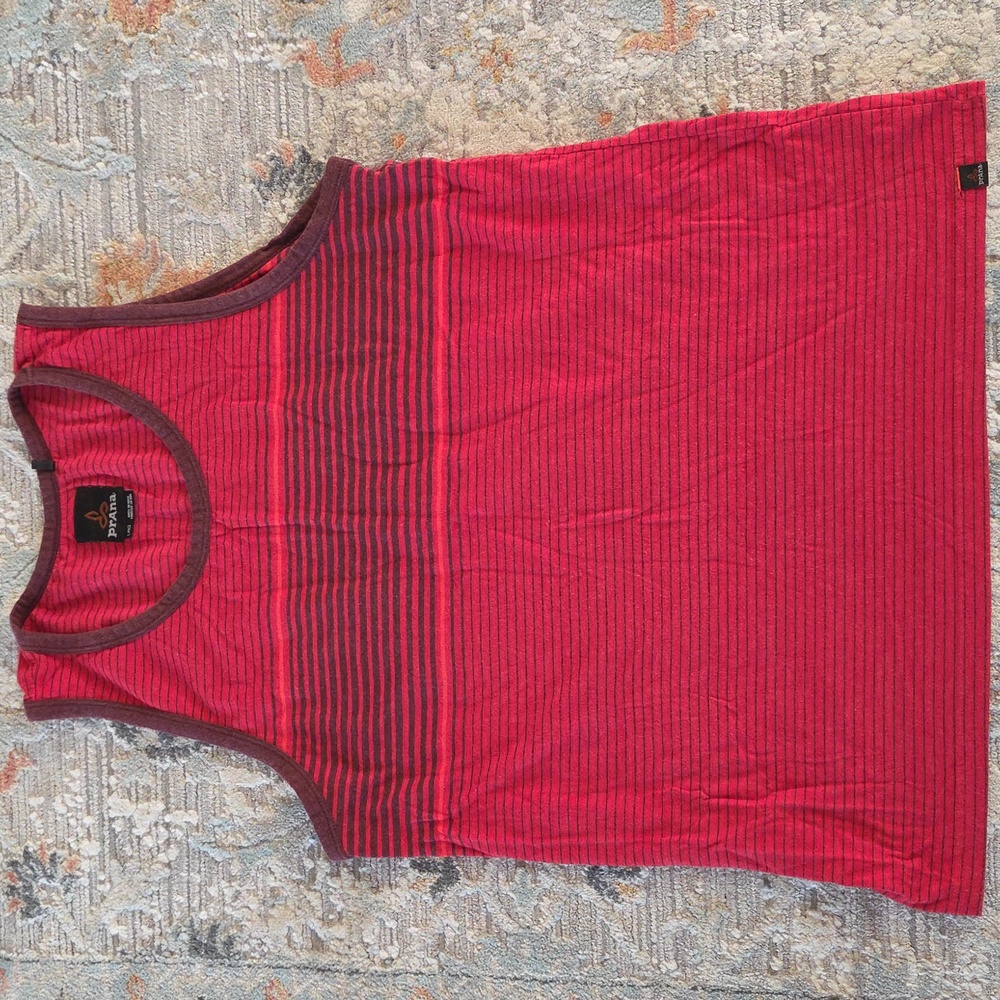 Prana Crimson and Navy Striped Tank